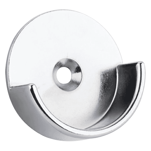 Polished chrome open flange for 1-5/16" diameter closet rods with pin mount.