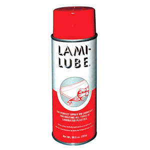 Lami-Lube Laminate Routing Lubricant prevents burns and scratches on laminated plastics.
