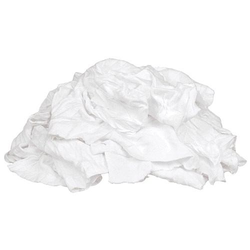 Reclaimed white cloth material rag, all-purpose cleaning and polishing cloth, practically lint-free, from Buffalo Industries Inc.