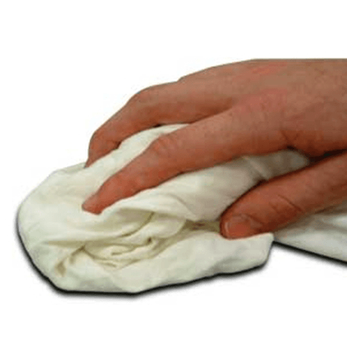 White recycled knit wiping rag, durable and washable, great for cleaning and polishing, from Buffalo Industries Inc.