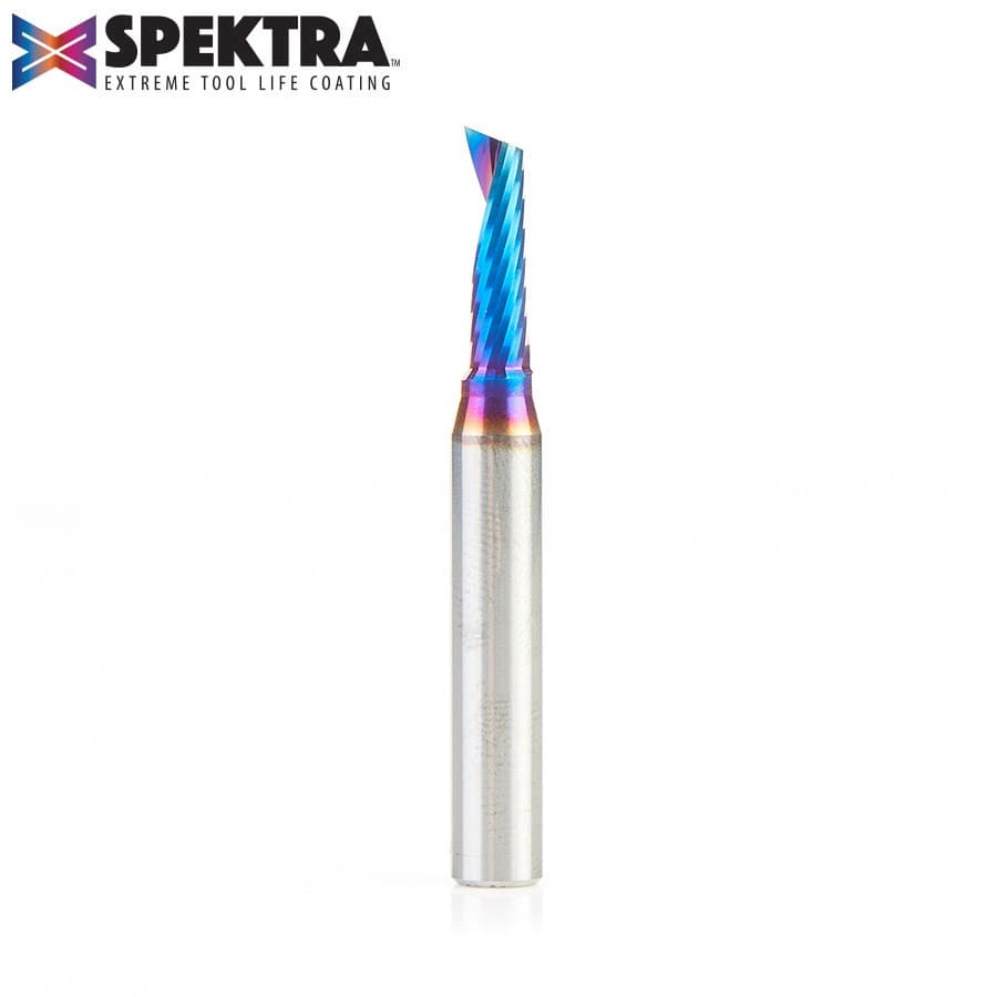 Amana Tool 51417-K Solid Carbide CNC Spektra Extreme Tool Life Coated Spiral 'O' Single Flute Plastic Cutting 3/16" Dia x 5/8" x 1/4" Shank x 2" Long Up-Cut Router Bit