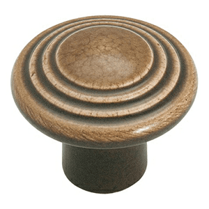1-3/8" Ceramic Knob, Distressed Brown, 1-1/16" Projection