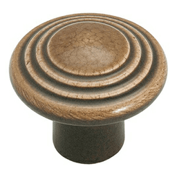 1-3/8" Ceramic Knob, Distressed Brown, 1-1/16" Projection