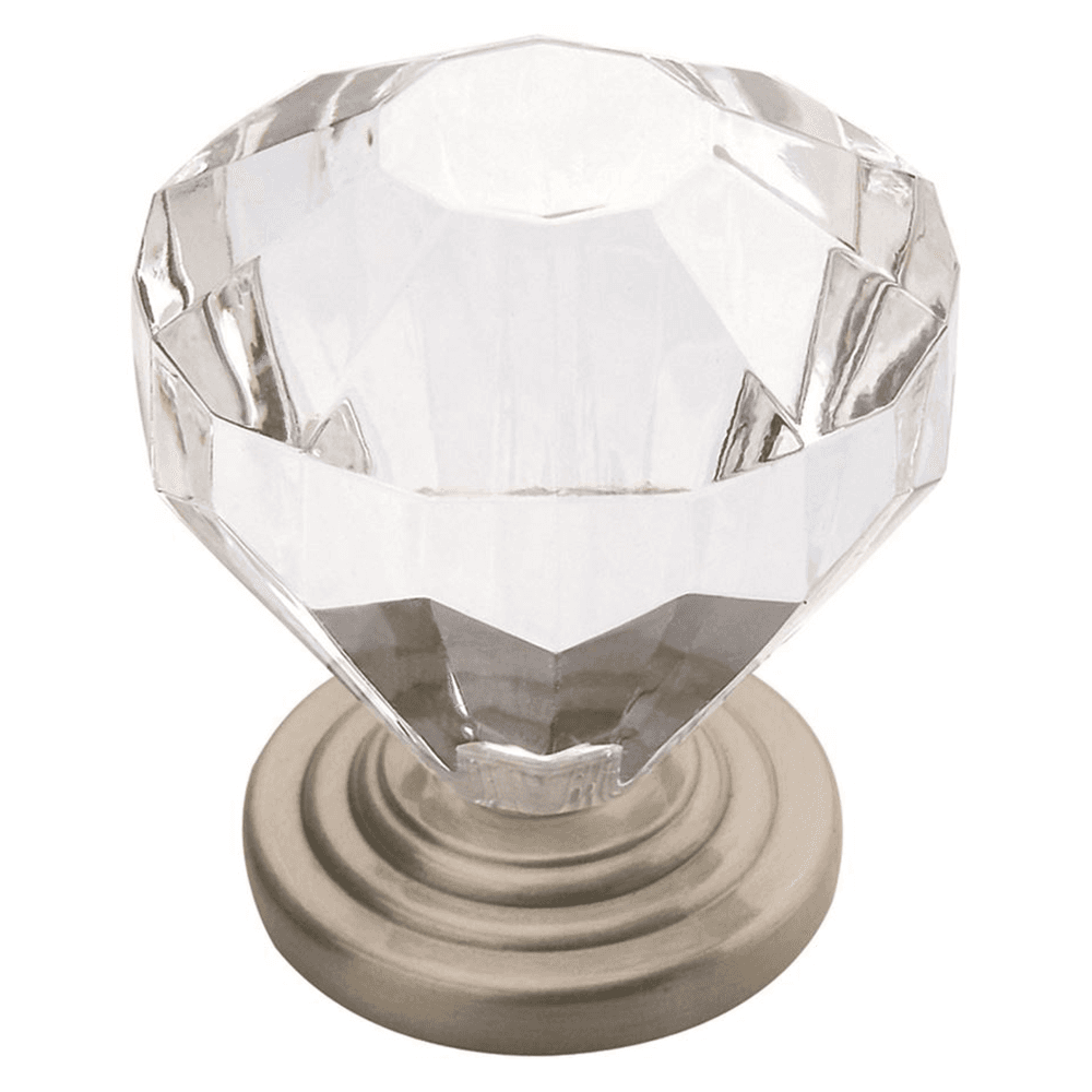 1-1/4" Traditional Classics Crystal Knob, Clear/Satin Nickel