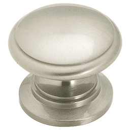 1-1/4" Brass Classics Round Shell Knob, Satin Nickel Finish