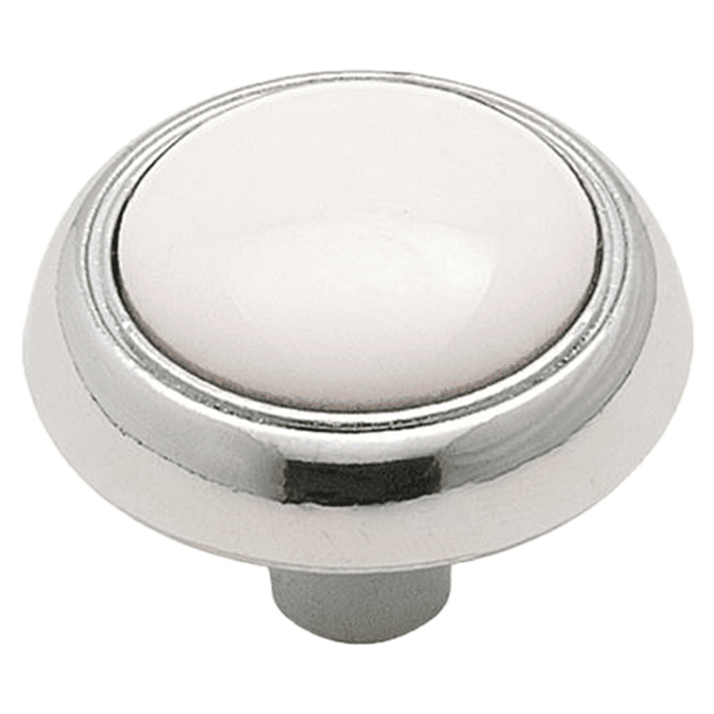 1-3/16" Everyday Heritage Round Knob, White/Polished Chrome, 15/16" Projection