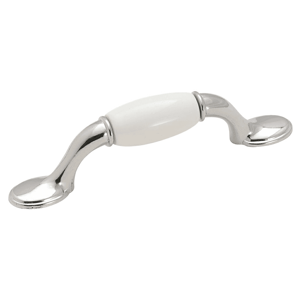 3" Everyday Heritage Handle Pull, White/Polished Chrome, 4-7/8" Length
