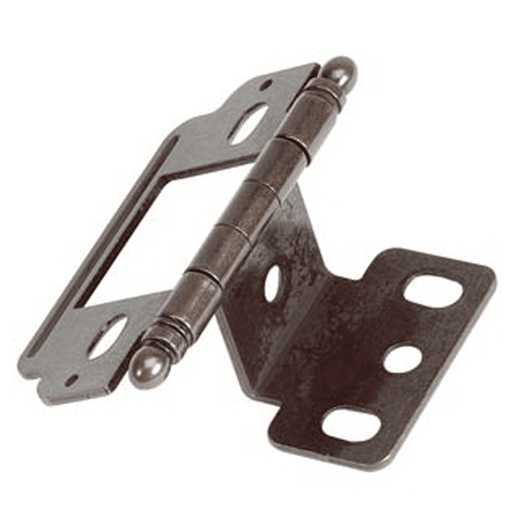 3/4" Partial Wrap-Around Ball Finial Hinge, Free-Swinging, Full Inset, Dark Antique English