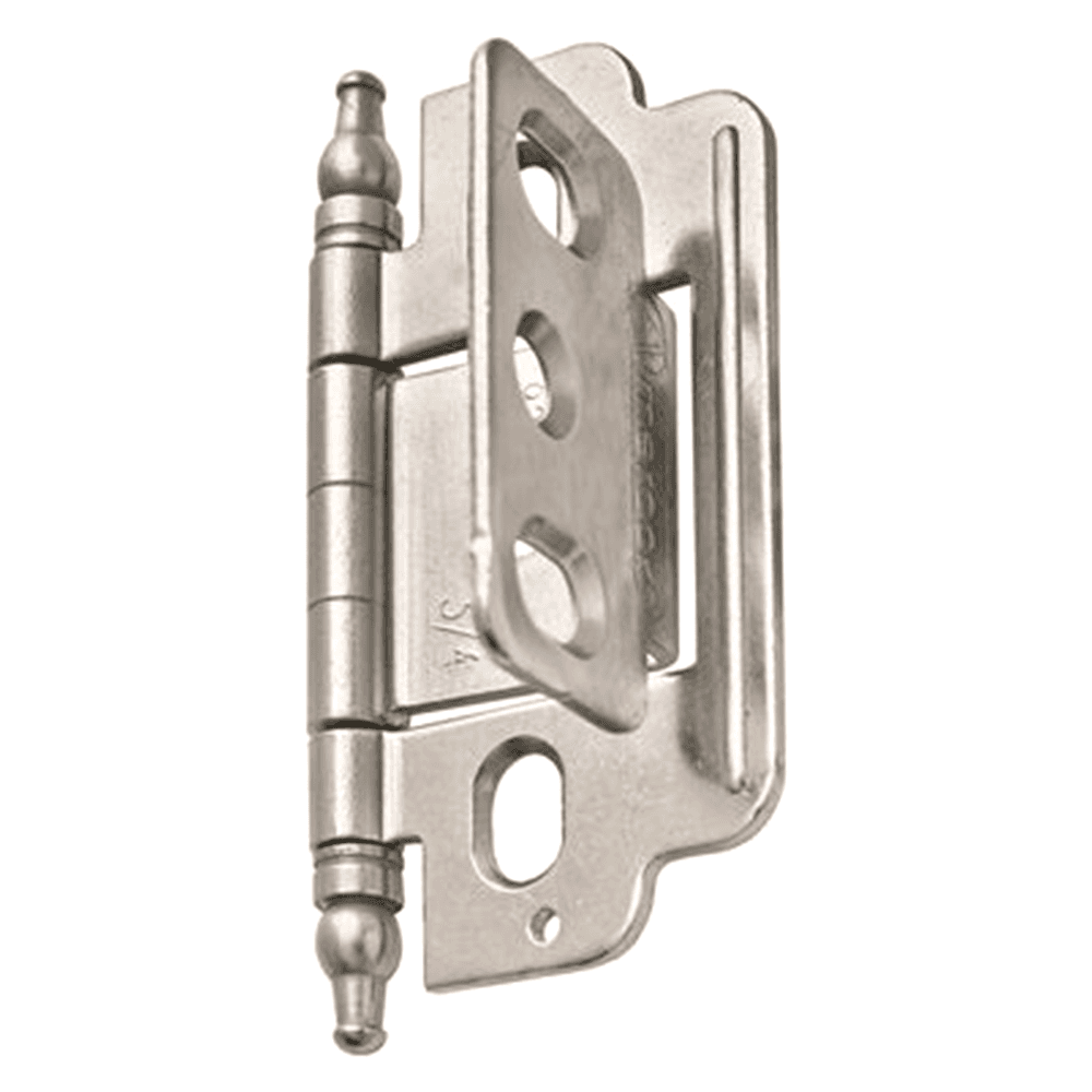 3/4" Partial Wrap-Around Minaret Finial Hinge, Free-Swinging, Full Inset, Satin Nickel