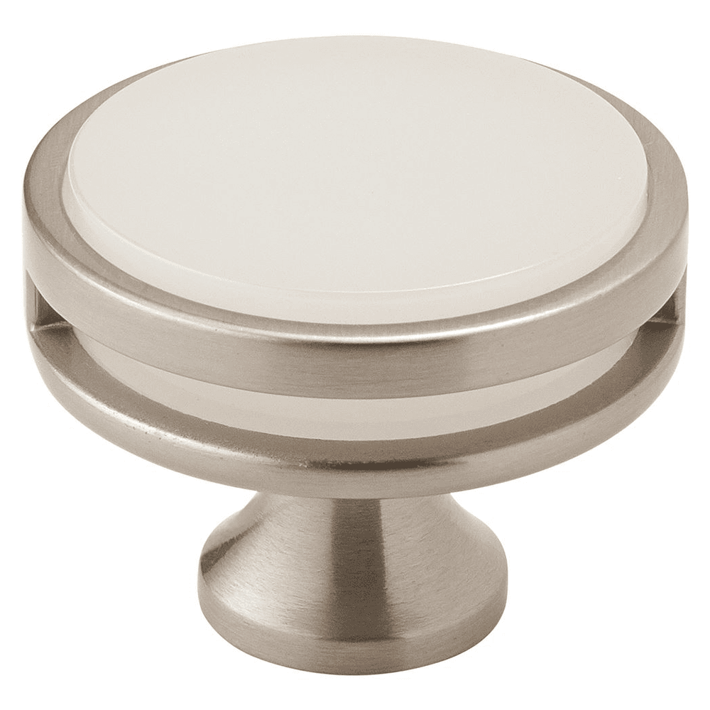 1-3/8" Oberon Acrylic Knob, Satin Nickel/Frosted