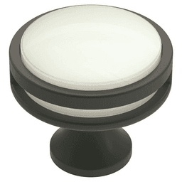 1-3/8" Oberon Acrylic Knob, Matte Black/Frosted Finish