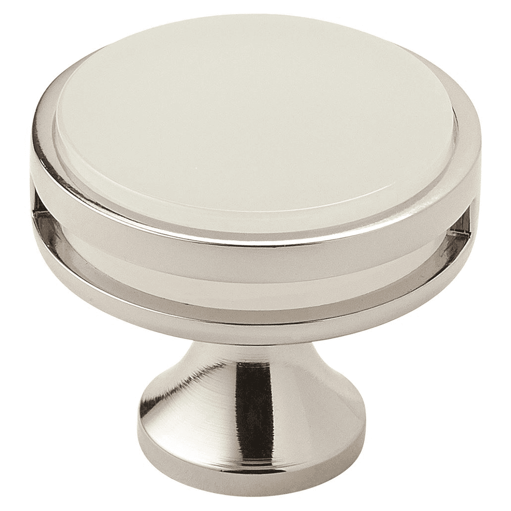 1-3/8" Oberon Acrylic Knob, Polished Nickel/Frosted