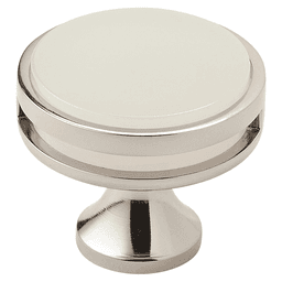 1-3/8" Oberon Acrylic Knob, Polished Nickel/Frosted