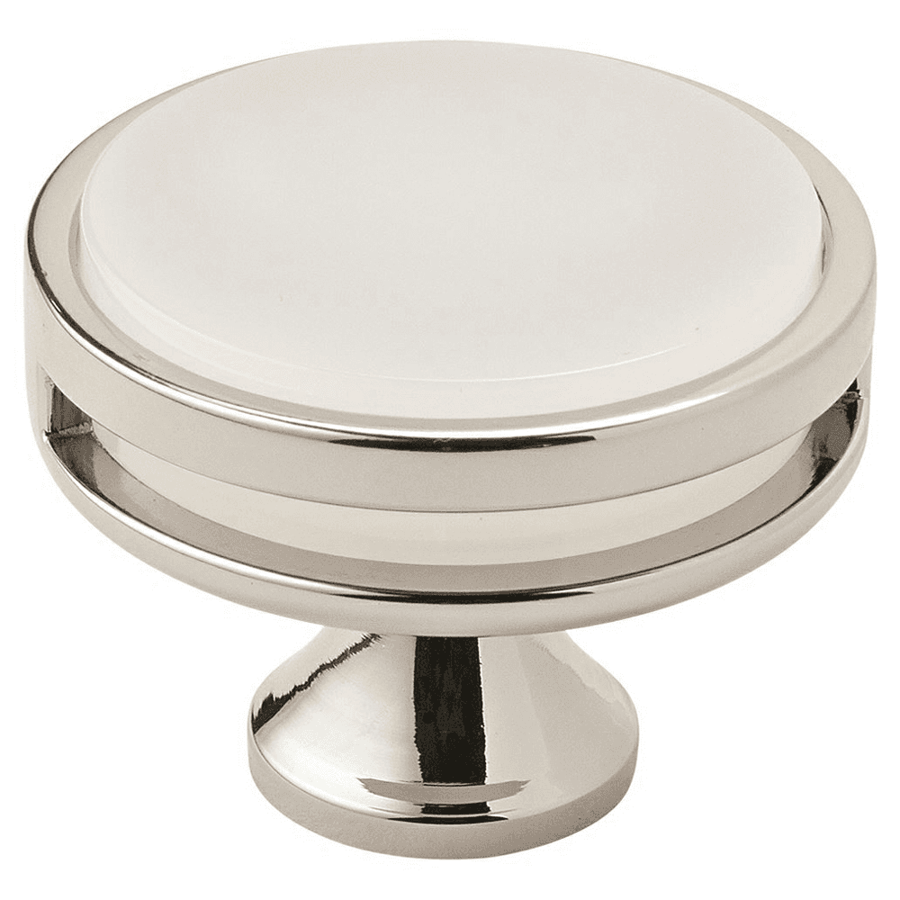 1-3/4" Oberon Acrylic Knob, Polished Nickel/Frosted Finish