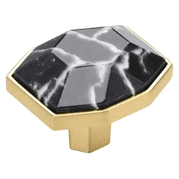 1-5/8" Carrione Rectangle Knob, Marble Black/Champagne Bronze