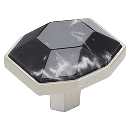 1-5/8" Carrione Rectangle Knob, Marble Black/Satin Nickel