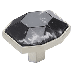 1-5/8" Carrione Rectangle Knob, Marble Black/Satin Nickel