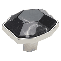 1-5/8" Carrione Rectangle Knob, Marble Black/Polished Nickel