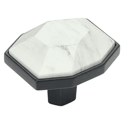 1-5/8" Carrione Rectangle Knob, Marble White/Black Bronze