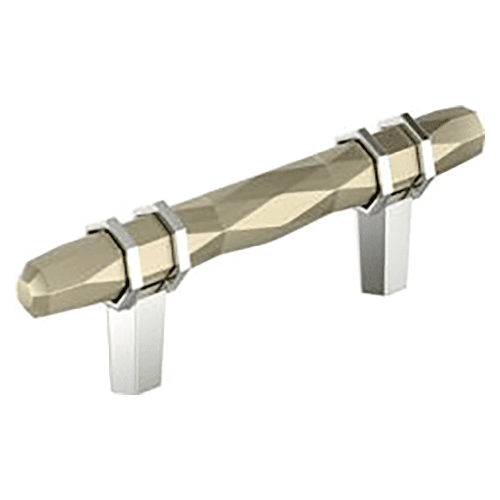 3" London Cabinet Pull, Golden Champagne/Polished Chrome