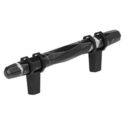 3" Carrione Cabinet Pull, Marble Black/Black Bronze