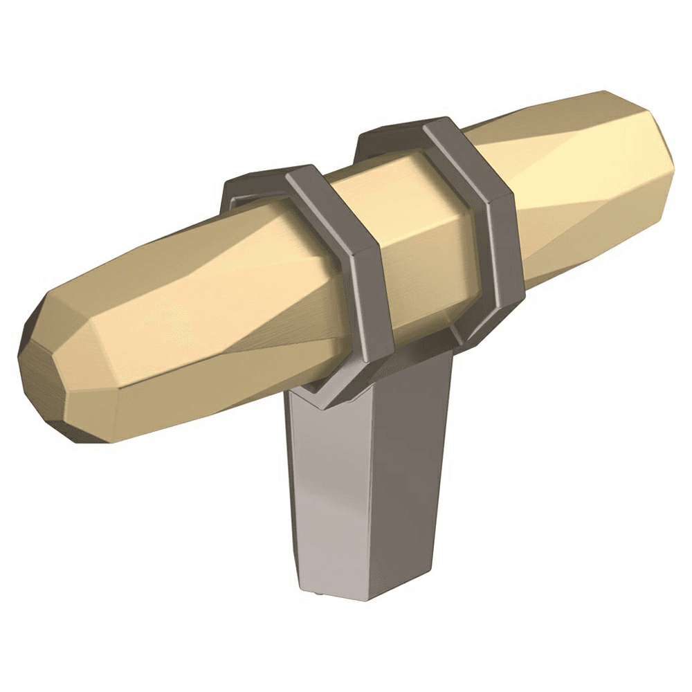 2-1/2" London T-Knob, Golden Champagne/Black Chrome Finish