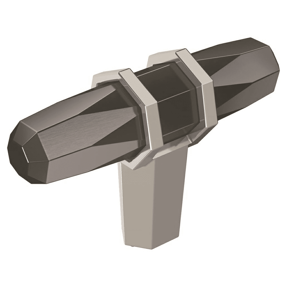 2-1/2" London T-Knob, Black Chrome/Polished Chrome Finish