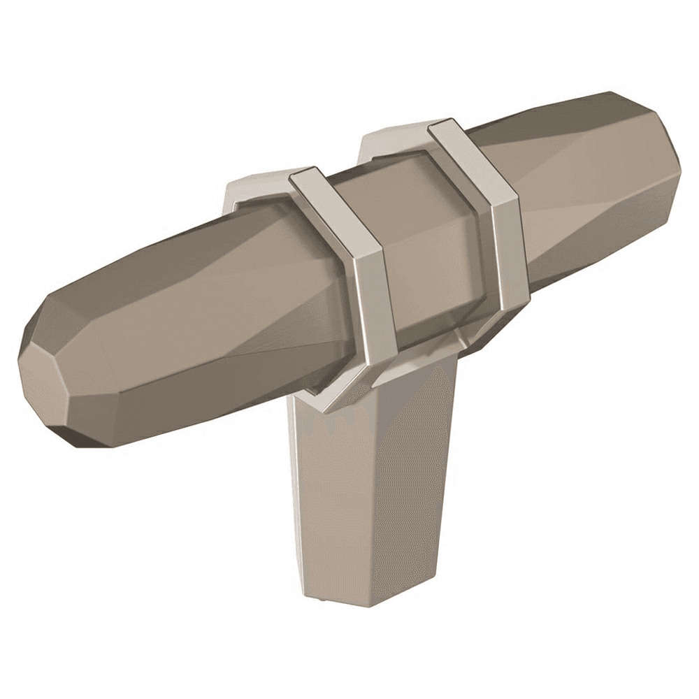 2-1/2" London T-Knob, Satin Nickel/Polished Chrome Finish