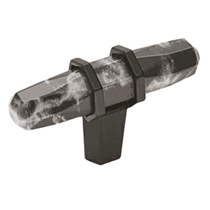 2-1/2" Carrione Cabinet T-Knob, Marble Black/Black Bronze