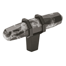2-1/2" Carrione Cabinet T-Knob, Marble Black/Black Bronze