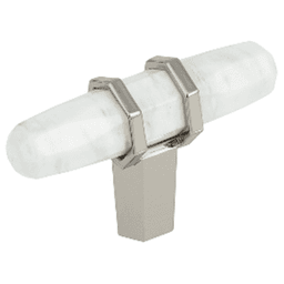 2-1/2" Carrione™ T-handle Knob, Marble Black/Polished Nickel Finish