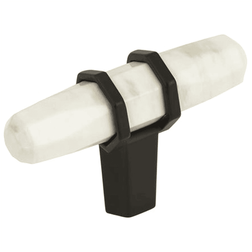 2-1/2" Carrione™ T-handle Knob, Marble White/Black Bronze