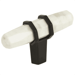2-1/2" Carrione™ T-handle Knob, Marble White/Black Bronze