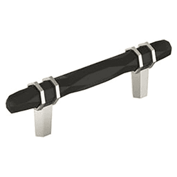 3-3/4" London Cabinet Pull, Black Bronze/Polished Nickel, 6-5/16" Length