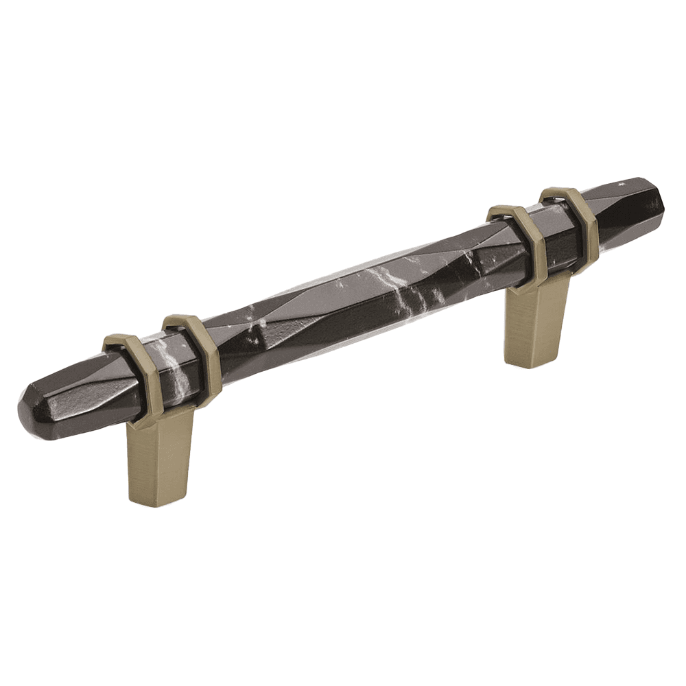 3-3/4" London Cabinet Pull, Marble Black/Golden Champagne