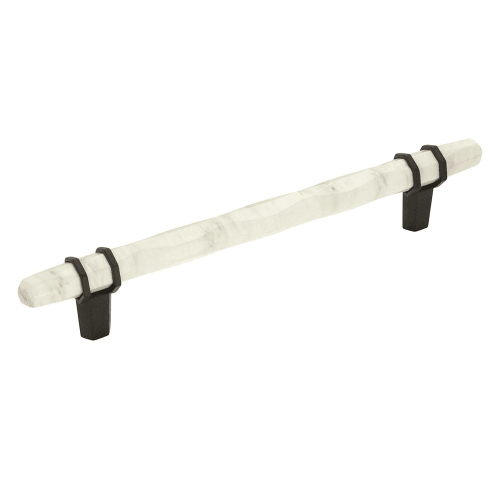 3-3/4" Carrione™ Bar Pull, Marble White/Black Bronze