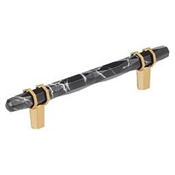 5-1/16" Carrione Cabinet Pull, Marble Black/Champagne Bronze