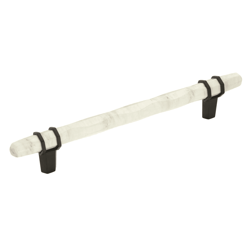 5-1/16" Carrione™ Bar Pull, Marble White/Black Bronze