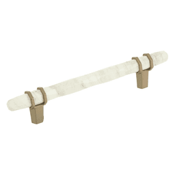 5-1/16" Carrione™ Bar Pull, Marble White/Golden Champagne