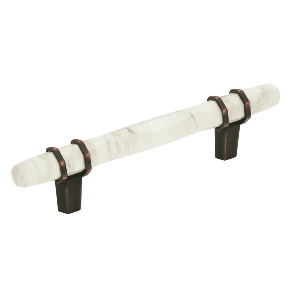5-1/16" Carrione™ Bar Pull, Marble White/Oil-Rubbed Bronze