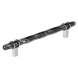 6-5/16" Carrione Cabinet Pull, Marble Black/Polished Chrome