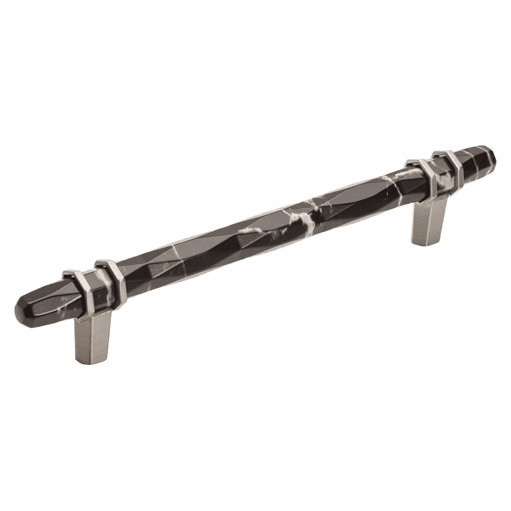 6-5/16" Carrione™ Bar Pull, Marble Black/Satin Nickel