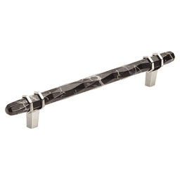 6-5/16" Carrione™ Bar Pull, Marble Black/Polished Nickel