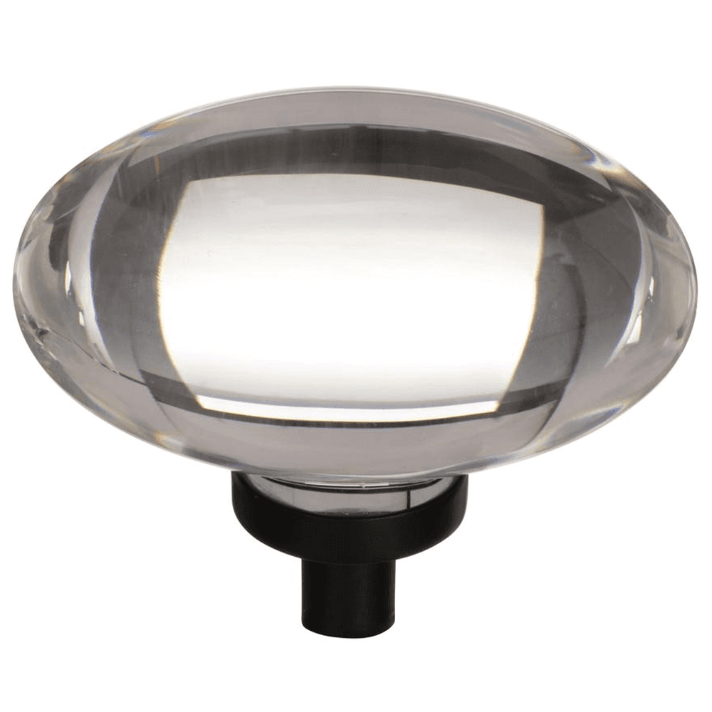 1-3/4" Glacio Oval Knob, Crystal/Black Bronze