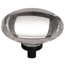 1-3/4" Glacio Oval Knob, Crystal/Black Bronze