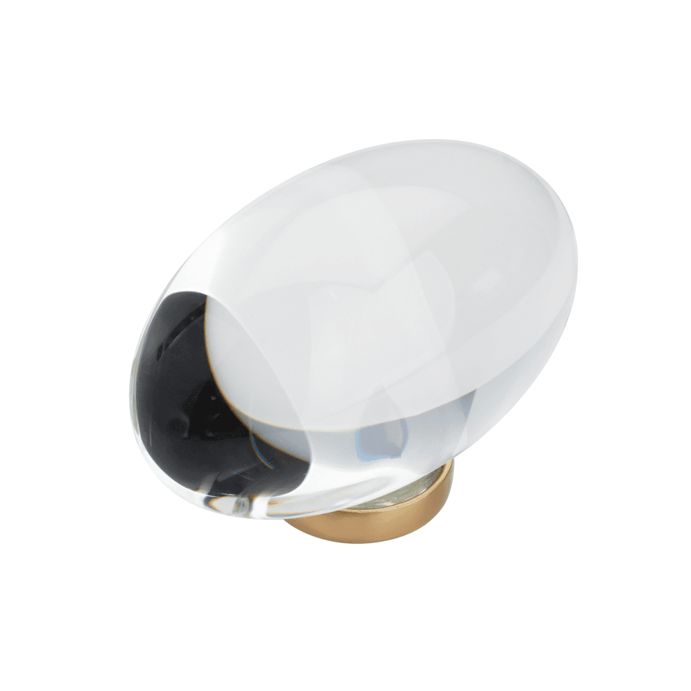 1-3/4" Glacio Oval Knob, Clear/Champagne Bronze