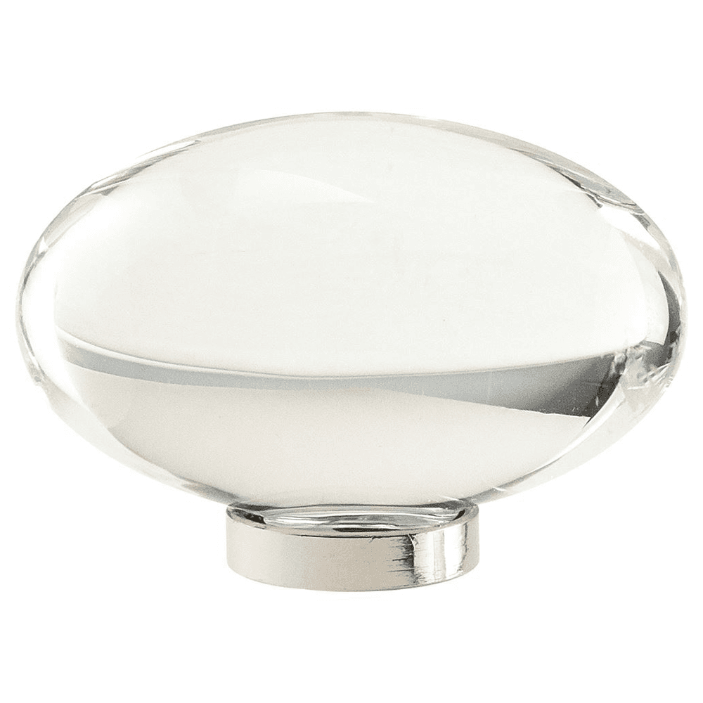 1-3/4" Glacio Oval Knob, Clear/Polished Nickel