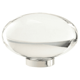 1-3/4" Glacio Oval Knob, Clear/Polished Nickel