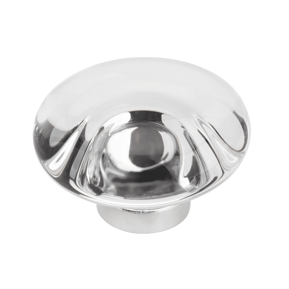 1-3/4" Glacio Round Knob, Crystal/Black Bronze