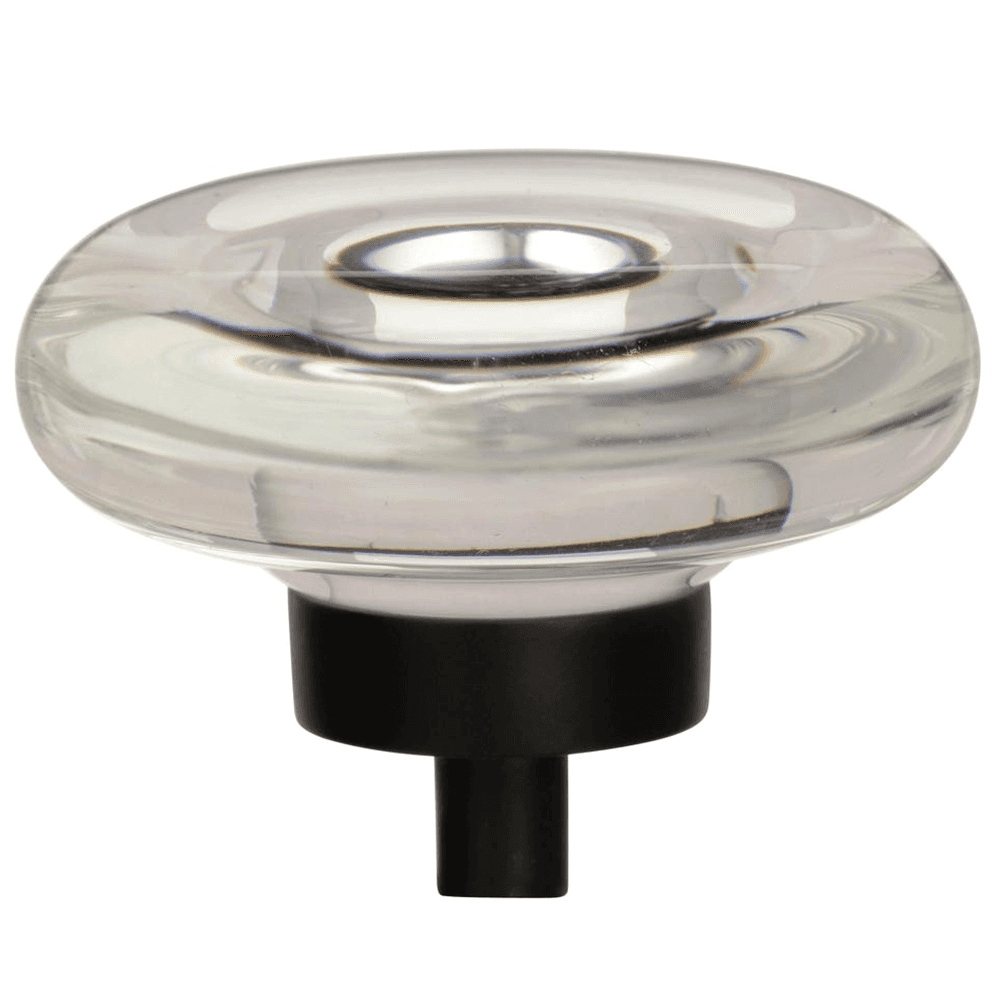 1-3/4" Glacio Round Knob, Crystal/Black Bronze